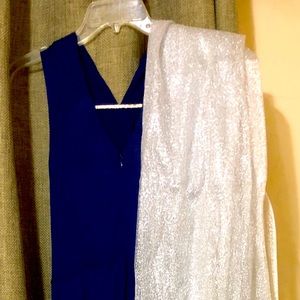 Navy blue Maxi with silver scarf